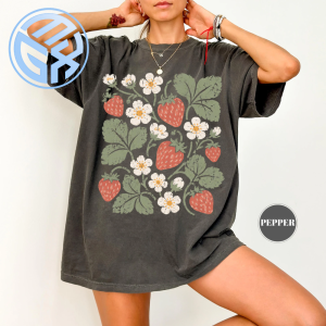 Vintage Boho Strawberry T-Shirt Cottagecore Wildflower Tee 2 Vintage Boho Strawberry T-Shirt Cottagecore Wildflower Tee